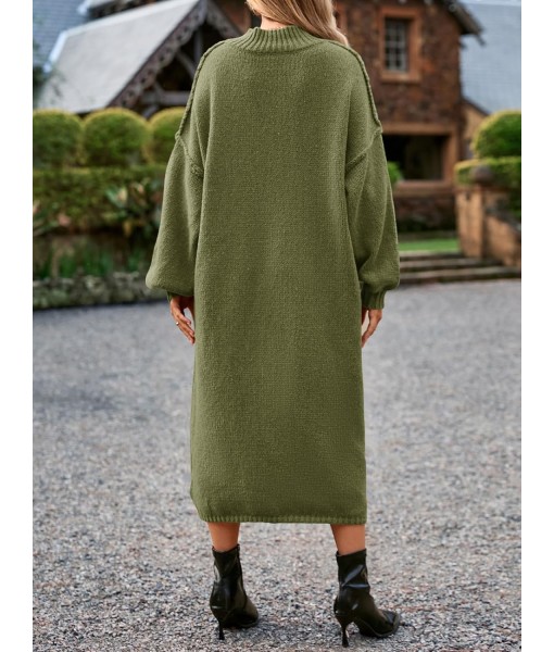 Saodimallsu Womens Oversized Sweater Dress Mock Neck Long Sleeve Casual Warm Chunky Knit Fall Winter Maxi Dresses