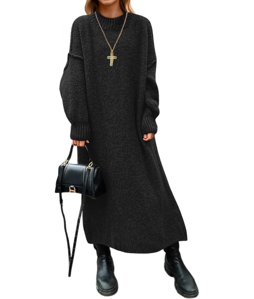 Saodimallsu Womens Oversized Sweater Dress Mock Neck Long Sleeve Casual Warm Chunky Knit Fall Winter Maxi Dresses