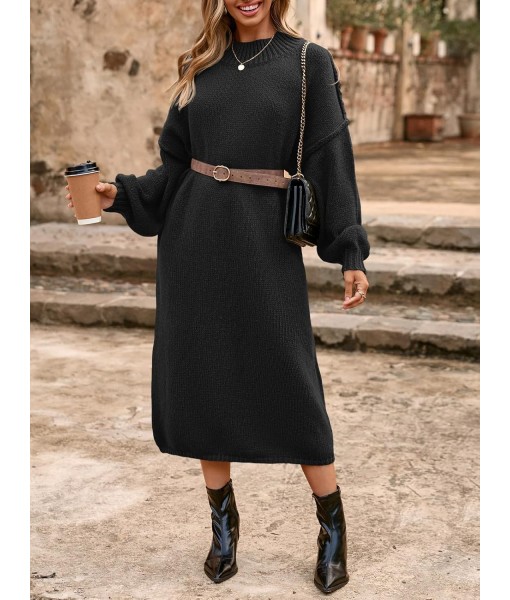 Saodimallsu Womens Oversized Sweater Dress Mock Neck Long Sleeve Casual Warm Chunky Knit Fall Winter Maxi Dresses