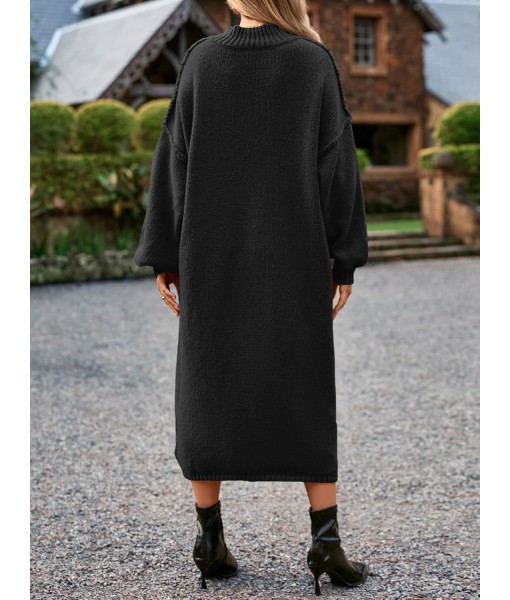 Saodimallsu Womens Oversized Sweater Dress Mock Neck Long Sleeve Casual Warm Chunky Knit Fall Winter Maxi Dresses