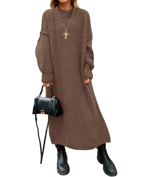 Saodimallsu Womens Oversized Sweater Dress Mock Neck Long Sleeve Casual Warm Chunky Knit Fall Winter Maxi Dresses