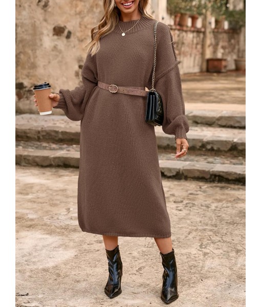 Saodimallsu Womens Oversized Sweater Dress Mock Neck Long Sleeve Casual Warm Chunky Knit Fall Winter Maxi Dresses