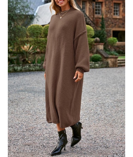 Saodimallsu Womens Oversized Sweater Dress Mock Neck Long Sleeve Casual Warm Chunky Knit Fall Winter Maxi Dresses