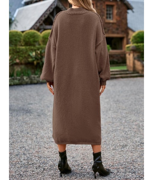 Saodimallsu Womens Oversized Sweater Dress Mock Neck Long Sleeve Casual Warm Chunky Knit Fall Winter Maxi Dresses