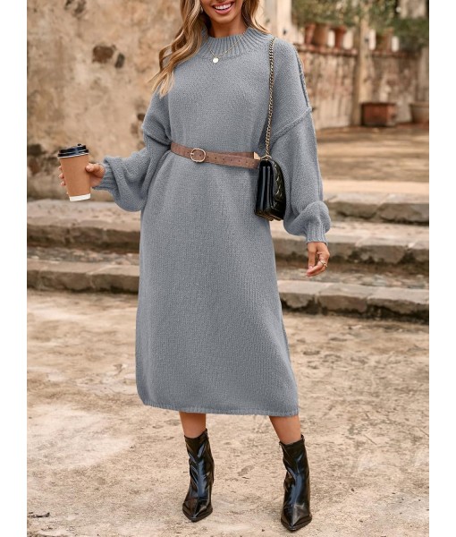 Saodimallsu Womens Oversized Sweater Dress Mock Neck Long Sleeve Casual Warm Chunky Knit Fall Winter Maxi Dresses