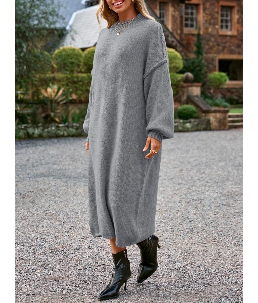 Saodimallsu Womens Oversized Sweater Dress Mock Neck Long Sleeve Casual Warm Chunky Knit Fall Winter Maxi Dresses