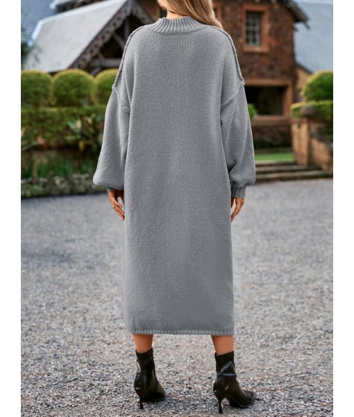 Saodimallsu Womens Oversized Sweater Dress Mock Neck Long Sleeve Casual Warm Chunky Knit Fall Winter Maxi Dresses