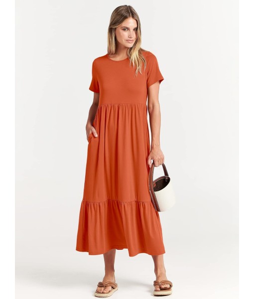 ANRABESS Womens 2025 Summer Casual Maxi Dress A line Tiered Flowy Short Sleeve Crewneck T Shirt Beach Travel Long Dresses