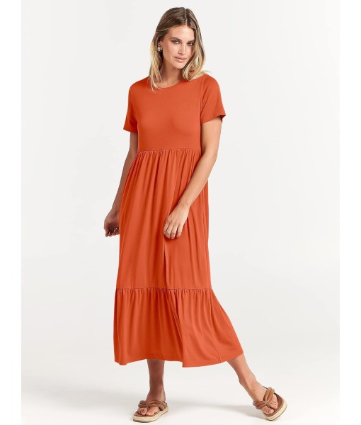 ANRABESS Womens 2025 Summer Casual Maxi Dress A line Tiered Flowy Short Sleeve Crewneck T Shirt Beach Travel Long Dresses
