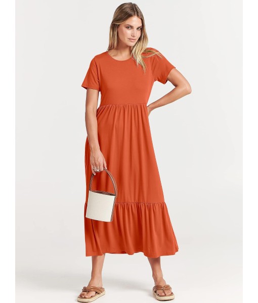 ANRABESS Womens 2025 Summer Casual Maxi Dress A line Tiered Flowy Short Sleeve Crewneck T Shirt Beach Travel Long Dresses