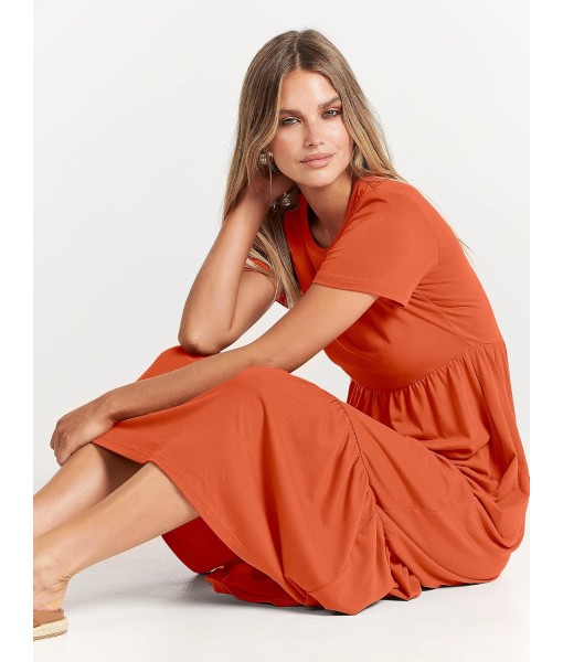 ANRABESS Womens 2025 Summer Casual Maxi Dress A line Tiered Flowy Short Sleeve Crewneck T Shirt Beach Travel Long Dresses