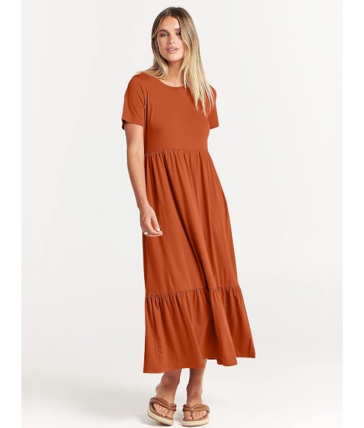 ANRABESS Womens 2025 Summer Casual Maxi Dress A line Tiered Flowy Short Sleeve Crewneck T Shirt Beach Travel Long Dresses