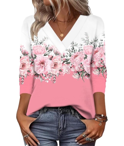 Zeagoo Women Long Sleeve Tops Dressy Casual V Neck Tshirts Basics Tee 2025 Fall Trendy Clothes