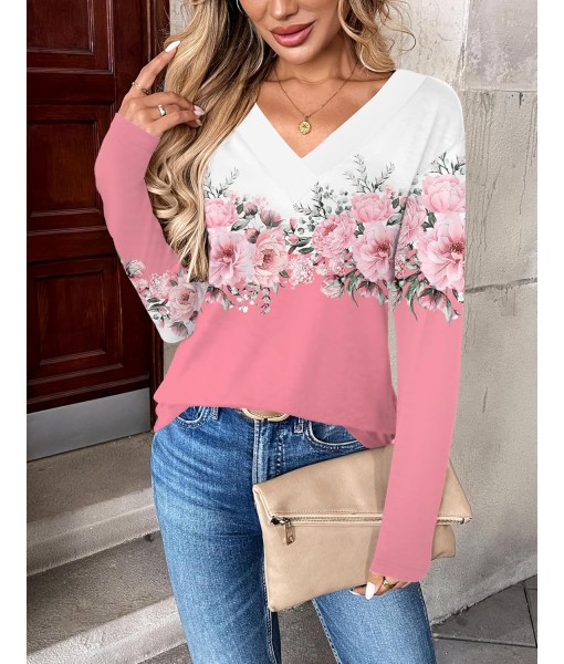 Zeagoo Women Long Sleeve Tops Dressy Casual V Neck Tshirts Basics Tee 2025 Fall Trendy Clothes