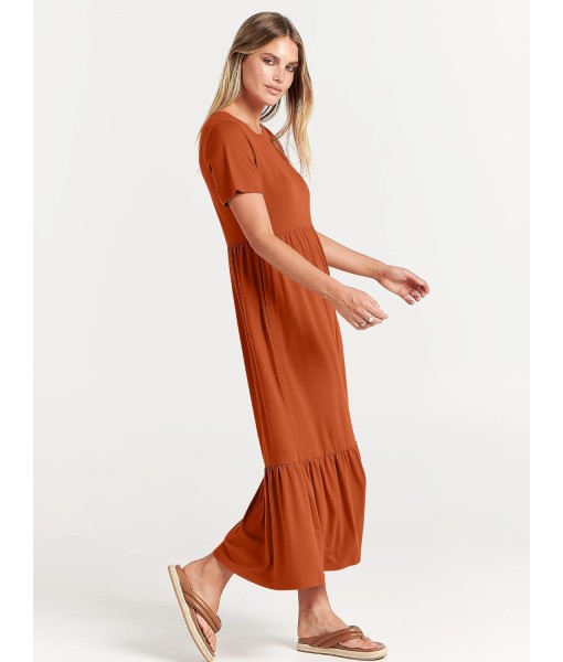 ANRABESS Womens 2025 Summer Casual Maxi Dress A line Tiered Flowy Short Sleeve Crewneck T Shirt Beach Travel Long Dresses