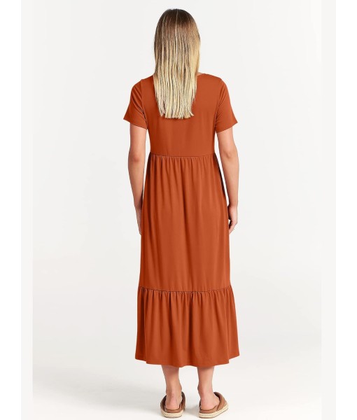 ANRABESS Womens 2025 Summer Casual Maxi Dress A line Tiered Flowy Short Sleeve Crewneck T Shirt Beach Travel Long Dresses