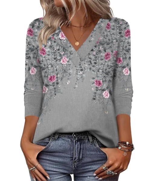 Zeagoo Women Long Sleeve Tops Dressy Casual V Neck Tshirts Basics Tee 2025 Fall Trendy Clothes