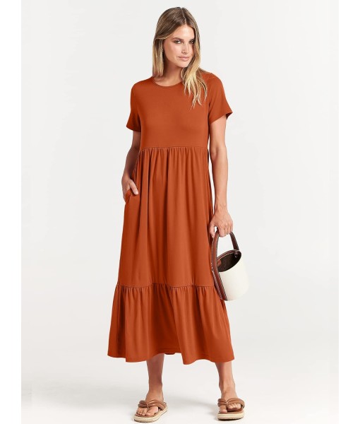 ANRABESS Womens 2025 Summer Casual Maxi Dress A line Tiered Flowy Short Sleeve Crewneck T Shirt Beach Travel Long Dresses
