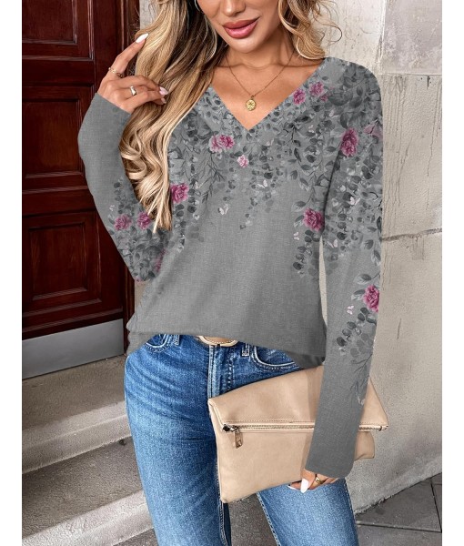 Zeagoo Women Long Sleeve Tops Dressy Casual V Neck Tshirts Basics Tee 2025 Fall Trendy Clothes