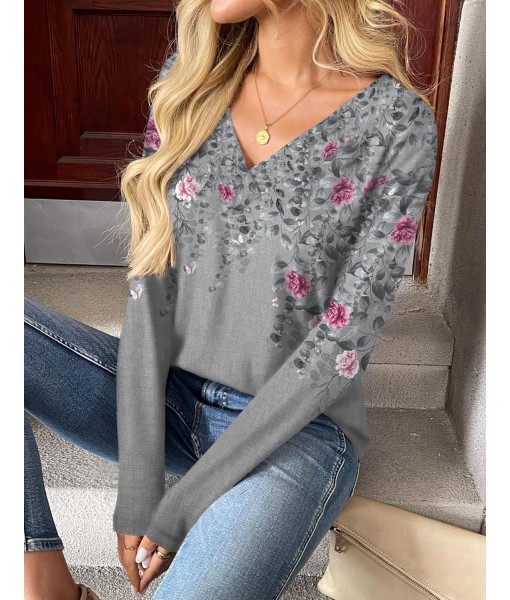 Zeagoo Women Long Sleeve Tops Dressy Casual V Neck Tshirts Basics Tee 2025 Fall Trendy Clothes