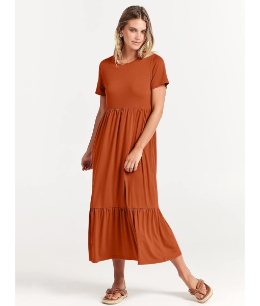 ANRABESS Womens 2025 Summer Casual Maxi Dress A line Tiered Flowy Short Sleeve Crewneck T Shirt Beach Travel Long Dresses