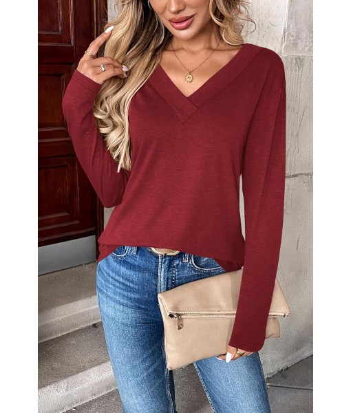 Zeagoo Women Long Sleeve Tops Dressy Casual V Neck Tshirts Basics Tee 2025 Fall Trendy Clothes