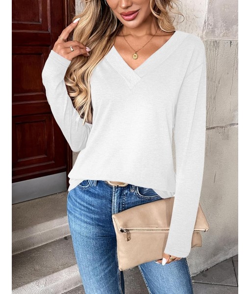 Zeagoo Women Long Sleeve Tops Dressy Casual V Neck Tshirts Basics Tee 2025 Fall Trendy Clothes