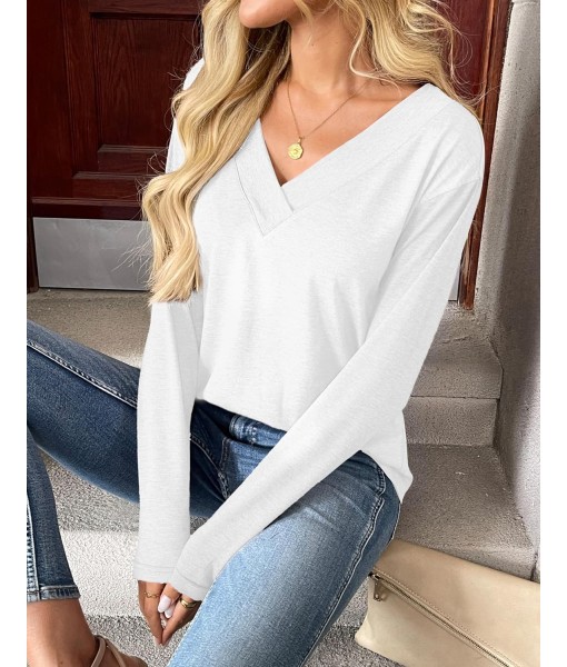 Zeagoo Women Long Sleeve Tops Dressy Casual V Neck Tshirts Basics Tee 2025 Fall Trendy Clothes