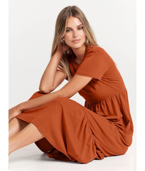 ANRABESS Womens 2025 Summer Casual Maxi Dress A line Tiered Flowy Short Sleeve Crewneck T Shirt Beach Travel Long Dresses