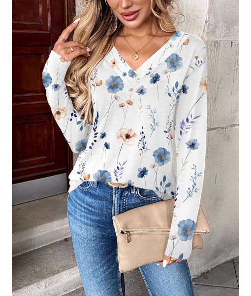 Zeagoo Women Long Sleeve Tops Dressy Casual V Neck Tshirts Basics Tee 2025 Fall Trendy Clothes