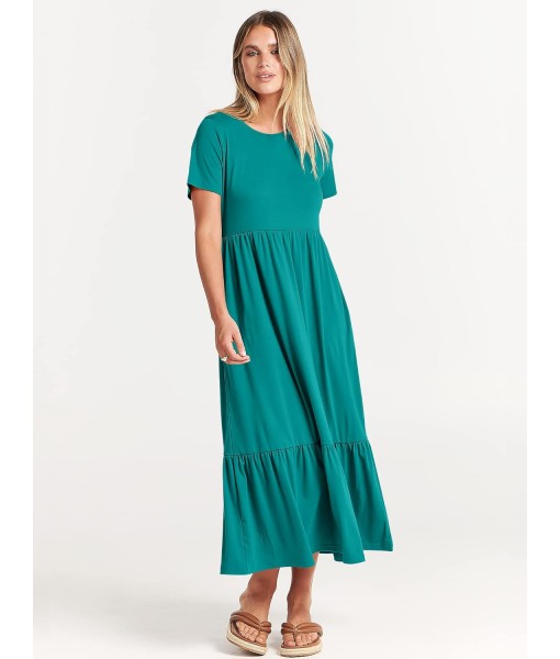 ANRABESS Womens 2025 Summer Casual Maxi Dress A line Tiered Flowy Short Sleeve Crewneck T Shirt Beach Travel Long Dresses