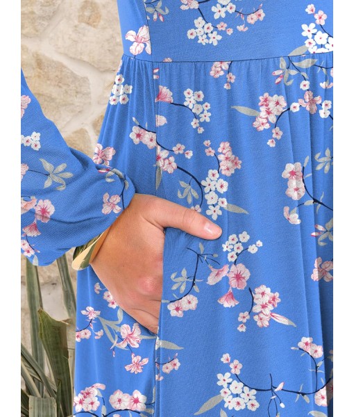 ANRABESS Long Sleeve Dress for Women 2025 Fall Fashion Casual Flowy Loose Midi Dresses Boho Vacation Outfits with Pockets