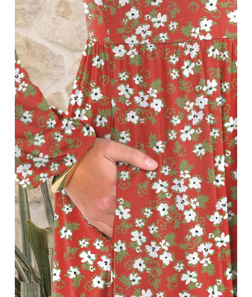 ANRABESS Long Sleeve Dress for Women 2025 Fall Fashion Casual Flowy Loose Midi Dresses Boho Vacation Outfits with Pockets