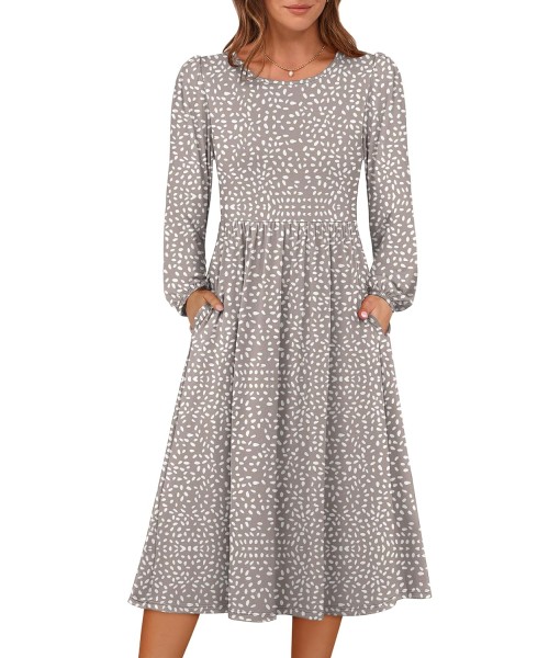 ANRABESS Long Sleeve Dress for Women 2025 Fall Fashion Casual Flowy Loose Midi Dresses Boho Vacation Outfits with Pockets