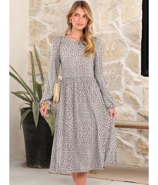 ANRABESS Long Sleeve Dress for Women 2025 Fall Fashion Casual Flowy Loose Midi Dresses Boho Vacation Outfits with Pockets