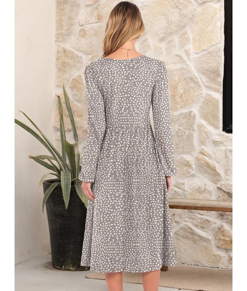 ANRABESS Long Sleeve Dress for Women 2025 Fall Fashion Casual Flowy Loose Midi Dresses Boho Vacation Outfits with Pockets