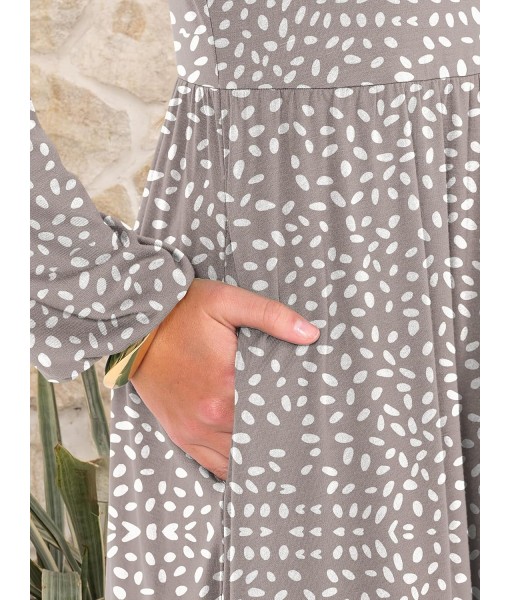 ANRABESS Long Sleeve Dress for Women 2025 Fall Fashion Casual Flowy Loose Midi Dresses Boho Vacation Outfits with Pockets