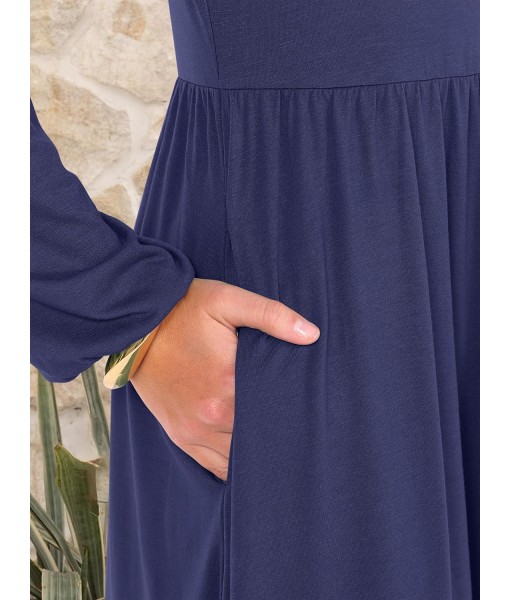 ANRABESS Long Sleeve Dress for Women 2025 Fall Fashion Casual Flowy Loose Midi Dresses Boho Vacation Outfits with Pockets