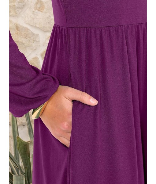 ANRABESS Long Sleeve Dress for Women 2025 Fall Fashion Casual Flowy Loose Midi Dresses Boho Vacation Outfits with Pockets