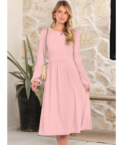 ANRABESS Long Sleeve Dress for Women 2025 Fall Fashion Casual Flowy Loose Midi Dresses Boho Vacation Outfits with Pockets