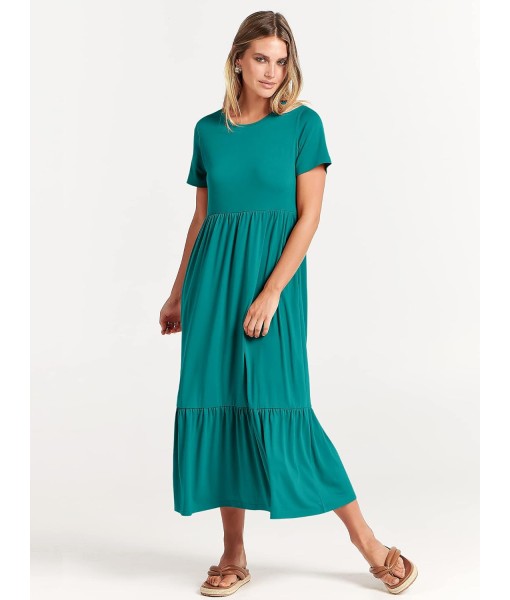 ANRABESS Womens 2025 Summer Casual Maxi Dress A line Tiered Flowy Short Sleeve Crewneck T Shirt Beach Travel Long Dresses