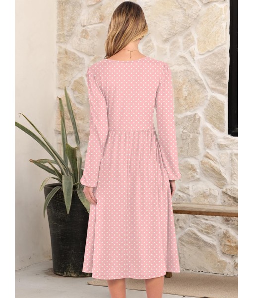 ANRABESS Long Sleeve Dress for Women 2025 Fall Fashion Casual Flowy Loose Midi Dresses Boho Vacation Outfits with Pockets