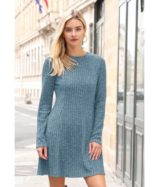 OFEEFAN Fall Dresses for Women 2025 Long Sleeve Crew Neck Sweater Dress