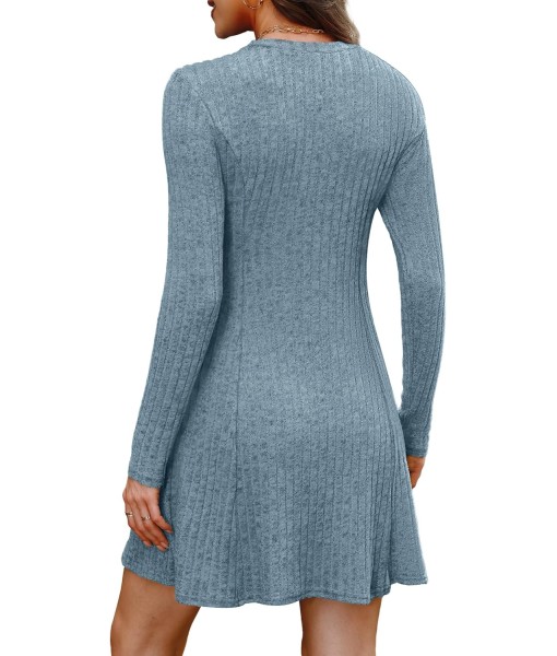 OFEEFAN Fall Dresses for Women 2025 Long Sleeve Crew Neck Sweater Dress