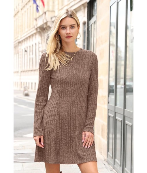 OFEEFAN Fall Dresses for Women 2025 Long Sleeve Crew Neck Sweater Dress