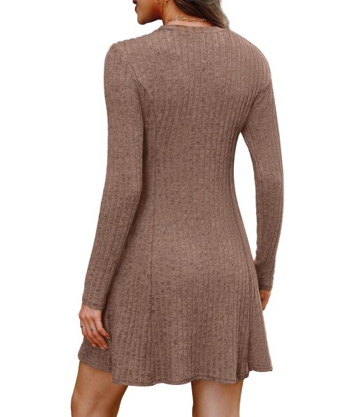OFEEFAN Fall Dresses for Women 2025 Long Sleeve Crew Neck Sweater Dress