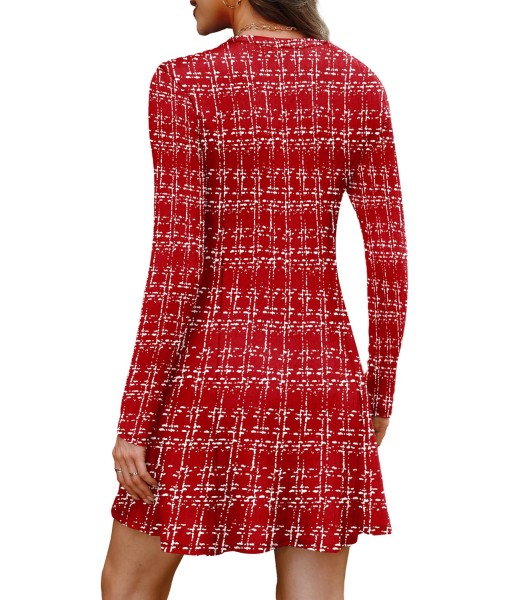 OFEEFAN Fall Dresses for Women 2025 Long Sleeve Crew Neck Sweater Dress