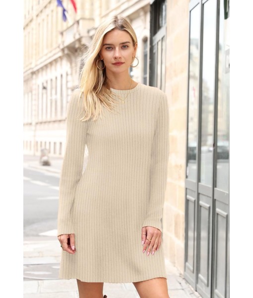 OFEEFAN Fall Dresses for Women 2025 Long Sleeve Crew Neck Sweater Dress