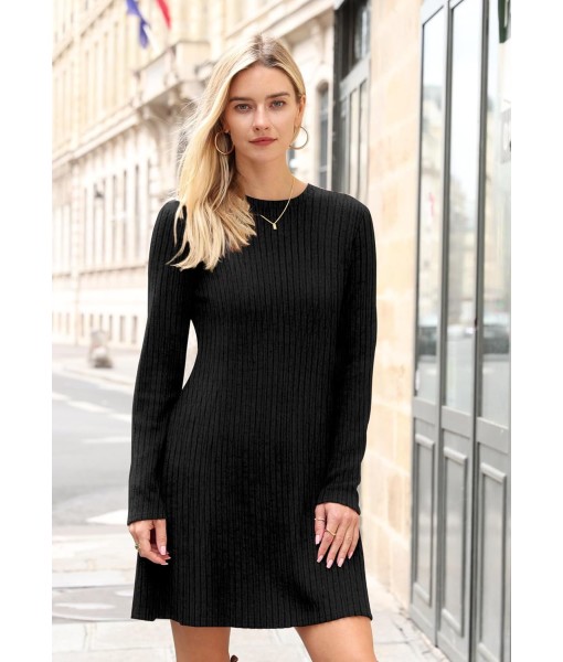 OFEEFAN Fall Dresses for Women 2025 Long Sleeve Crew Neck Sweater Dress