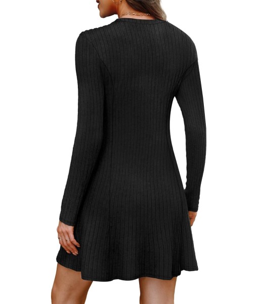 OFEEFAN Fall Dresses for Women 2025 Long Sleeve Crew Neck Sweater Dress